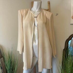 R And M Richards Open Style Jacket-Sizes 12 Elegant Cream Embellished VINTAGE
